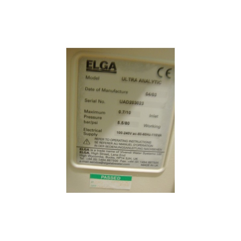 Lab Elga Unit ELGA PURE LAB ULTRA