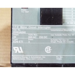Siemens ED63A040 Motor Circuit Protector - Model ED63A040