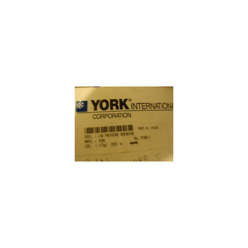 YORK LOW PRESSURE OPERATOR P7AB-1 YORK LOW PRESSURE OPERATOR P7AB-1
