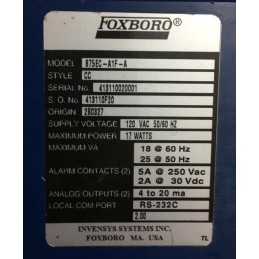 FOXBORO 875EC-A1F-A