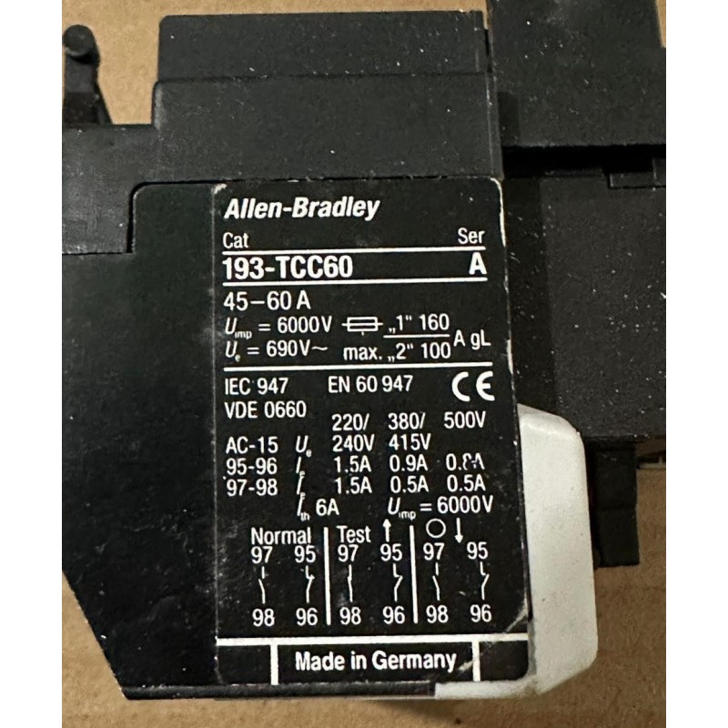 Allen-Bradley 193-TCC60 Bimetallic Overload Relay (45-60A)