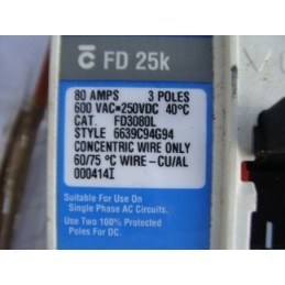 CUTLER HAMMER FD3080L CIRCUIT BREAKER 80AMP 3POL