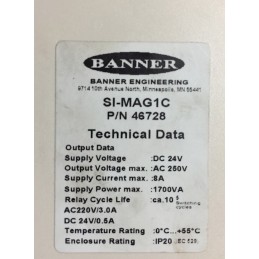  Banner SI-MAG1C Relay 46728