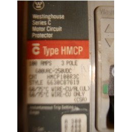 WESTINGHOUSE HMCP100R3C CIRCUIT BREAKER